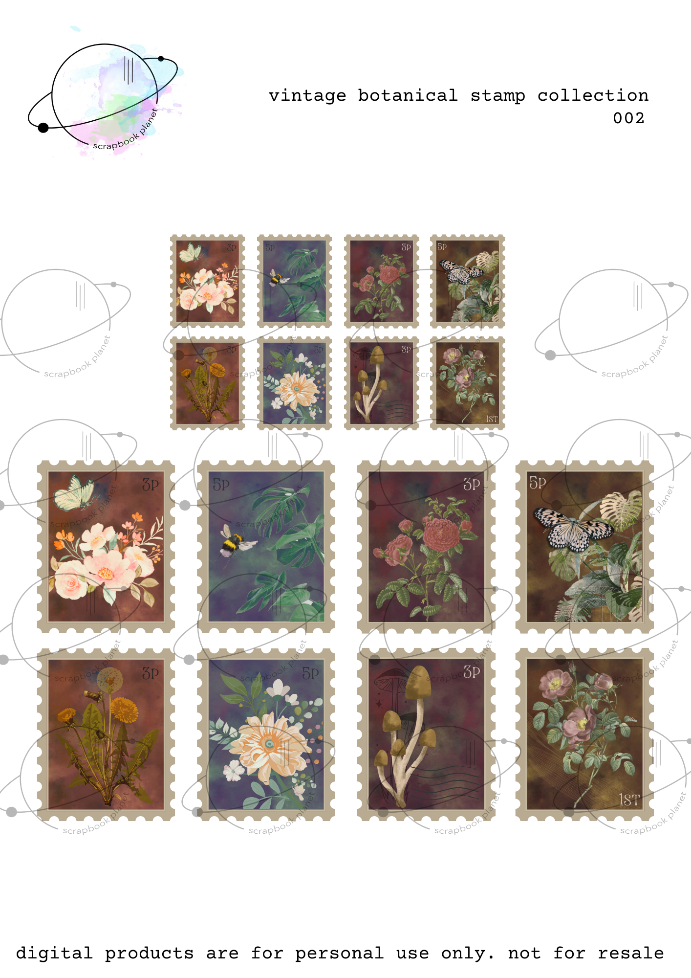 Mock Vintage Botanical Stamps [Digital Download]